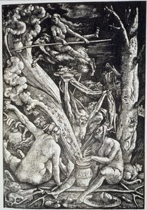 Häxorna på sabbaten, efter Hans Baldung Grien, illustrerad i en magisk historia publicerad i slutet av 1800-talet