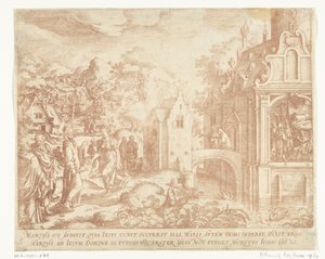 Kristus anländer till Lasarus, Martas och Maria Magdalenas hus