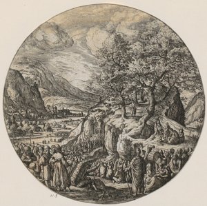 Johannes Döparen predikar i öknen av Hans Bol