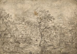 Landskap med Abraham och änglar, 1567 av Hans Bol