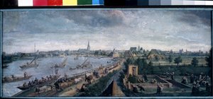 ""Landsnöjen"" (Landsnöjen) Landsbygdens glädjeämnen, scen för promenader på floden, landbal, picknick och utomhusspel. Gouachemålning av Hans Bol (1534-1593) 1592 Pushkin Museum, Moskva av Hans Bol