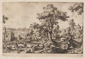 Tavel 17, ur Landskap med scener ur Gamla och Nya testamentet samt Ovidius Metamorfoser av Hans Bol