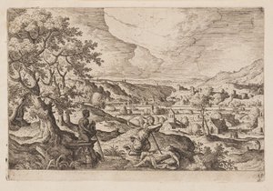 Tavel 19, från Landskap med scener ur Gamla och Nya testamentet samt Ovidius Metamorfoser av Hans Bol
