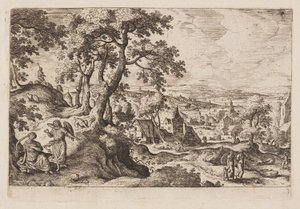 Tavel 3, från Landskap med scener ur Gamla och Nya testamentet samt Ovidius Metamorfoser av Hans Bol