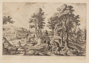 Tavel 7, från Landskap med scener ur Gamla och Nya testamentet samt Ovidius Metamorfoser av Hans Bol