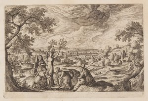 Tavel 9, från Landskap med scener ur Gamla och Nya testamentet samt Ovidius Metamorfoser av Hans Bol