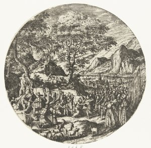 Försoning mellan Esau och Jakob av Hans Bol