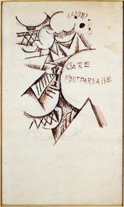 Gare Montparnasse Ritning med kinesiskt bläck och penna av Hans Bolz (1885-1918) 1912 Privat samling av Hans Bolz