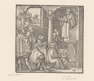 Martin Luther predikar i en kyrka av Hans Brosamer