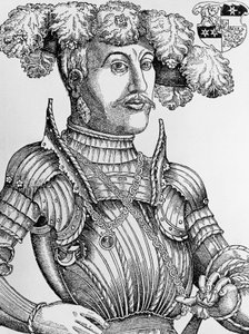 Porträtt av Filip I, landgrave av Hessen, känd som den storsinnade (1504-1567), gravyr av Hans Brosamer (1495-1554)