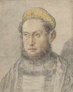 Porträtt av en framstående man med skägg och guldfärgad hatt av Hans Burgkmair (I)