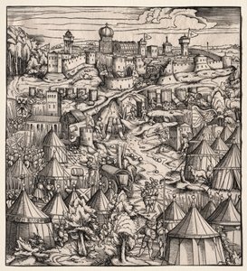Der Weisskunig (Den vita kungen): Belägringen av Padua av Hans Burgkmair