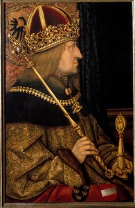 Porträtt av Fredrik III, den helige romerske kejsaren kallad den fredliga, från ett original från 1468 (målning)
