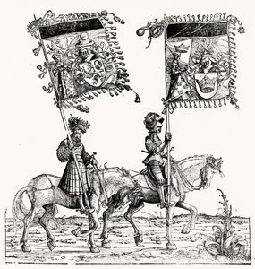 Två beridna riddare, från Maximilians Triumfprocession, c.1516-18 av Hans Burgkmair