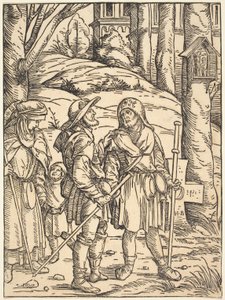 Pilgrimer vid en helgedom vid vägkanten av Hans Burgkmair I