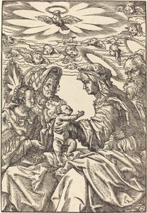 Den heliga familjen med Saint Anne och Saint Joachim av Hans Burgkmair I