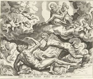 Lasarus i himlen och den rike mannen i helvetet The History of Lazarus and the Rich Man (serietitel) av Hans Collaert (I) (possibly)