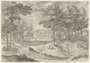 Utsikt över Ixelles Elsen (titel på objekt) Sevärdheter från Brysselområdet (serietitel) av Hans Collaert (I)