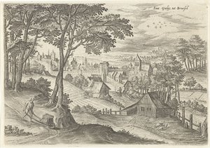 Utsikt över Saint Gilles Sint Gielijs till Bryssel (titel på objekt) Ansikten från Brysselområdet (serietitel) av Hans Collaert (I)