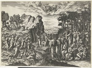 Moses slår ut vatten ur klippan