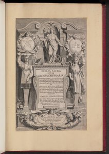 Titelsida för Biblia Sacra Cvm Glossa Ordinaria av Hans Collaert the Younger after Sir Peter Paul Rubens