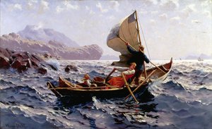 En norsk fiskebåt, nära Bergen (olja på duk)