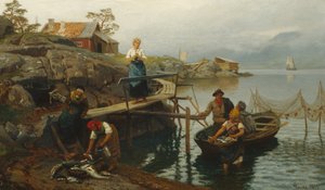 Efter fiske (Hem från fiske) av Hans Gude