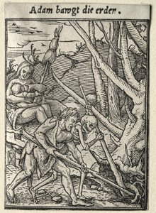 Dödsdansen: Adam Tilling the Ground. av Hans Holbein