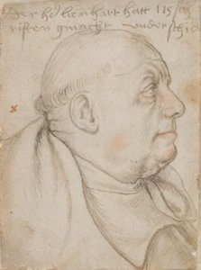 Porträtt av kalligrafen Leonhard Wagner, med smeknamnet Würtslin, munk av Sts Ulrich och Afra i Augsburg, i profil till höger