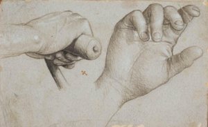 Studier av en armborstsmans hand och av St Sebastians högra hand