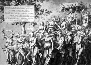 Fattigdomens triumf, tecknad av Jan de Bisschop, ca 1650 (penna, bläck och tvätt på papper) av Hans Holbein der Jüngere