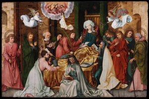 Dormition de la Vierge Marie - Jungfruns sovsal - Holbein, Hans, den äldre (1465-1524) - 1492 - Olja på trä - 150x 228,5 - Szepmuveszeti Muzeum, Budapest