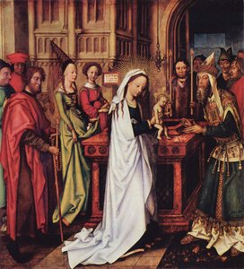 Tyska: Darstellung Christi im Tempel Dominikanernas altare, vänstra inre flygeln, nedre panelen: Framställningen av Kristus i templet av Hans Holbein the Elder