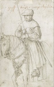 Kejsar Maximilian I i reseklänning på hästryggen av Hans Holbein the Elder