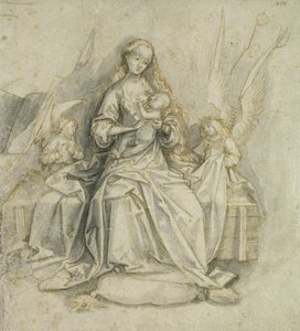 Madonna och barn (penna och brunt bläck med penna på papper) av Hans Holbein the Elder