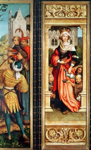 St. Elizabeth av Ungern (1207-31) höger panel från Triptyken av St. Sebastian, 1516