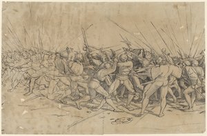 Slagscen, ca 1524 (penna, bläck och lavering)