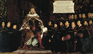 Henry VIII och frisörkirurger av Hans Holbein der Jüngere