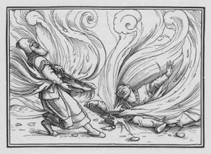 Nadab och Abihu dödade av eld, Tredje Mosebok X, 1, 2 av Hans Holbein der Jüngere