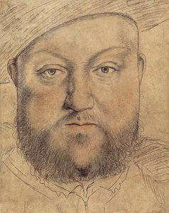 Porträtt av kung Henrik VIII (Henri VIII) av England av Holbein, Hans, den yngre (1497-1543), ca 1540 - Kol, pastell och sangvin på kartong - Staatliche Graphische Sammlung, München av Hans Holbein der Jüngere