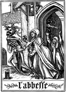 Abbedissan besökt av döden, 1538 av Hans Holbein der Jüngere