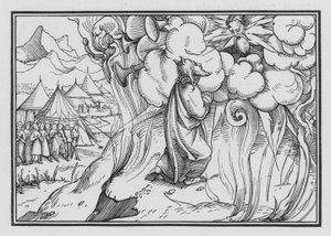 Guds rädda närvaro på berget, Andra Mosebok XIX, 18 av Hans Holbein der Jüngere