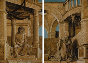 Den eftertänksamma Kristus och Jungfru Maria som sörjer, c.1518-20 av Hans Holbein der Jüngere