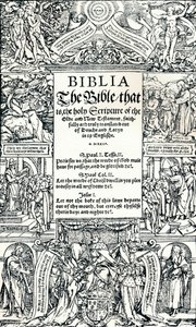 Titelsida av Coverdales English Bible, 1535 av Hans Holbein der Jüngere