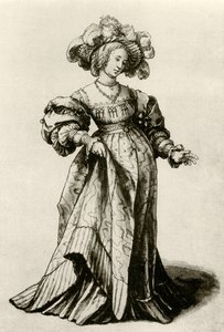 Ung Basel dam med en plymerad hatt av Hans Holbein der Jüngere