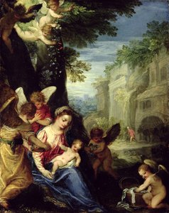 Rest during the Flight into Egypt, 1597 (oil on copper)