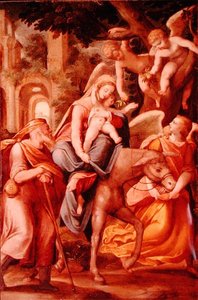 The Flight into Egypt (olja på kopparpanel)