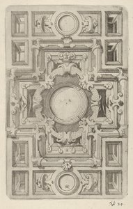 Design för ett tak med remmar och ett korsformat centrum, 1609. av Hans Jakbob Ebelmann