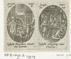 Josef säljer spannmål till sina bröder / Josef tolkar faraos dröm Scener ur Josephs liv (serietitel) av Hans Janssen