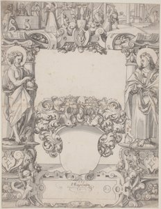 Glasdesign med Johannes Döparen och Johannes evangelisten av Hans Kaspar Lang the Elder